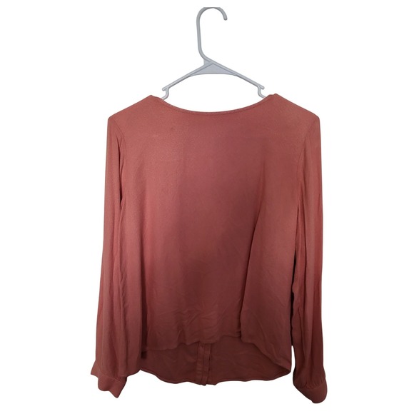 cloth & stone Tops - Cloth & Stone Coral Pink Tie Front V-Neck Viscose Blouse XS R9504-820-302